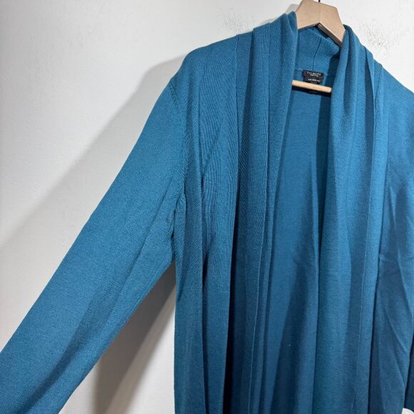Talbots Womans 2Xp Open Front Pure Merino Wool Cardigan Sweater Teal Office Knit - Picture 2 of 5
